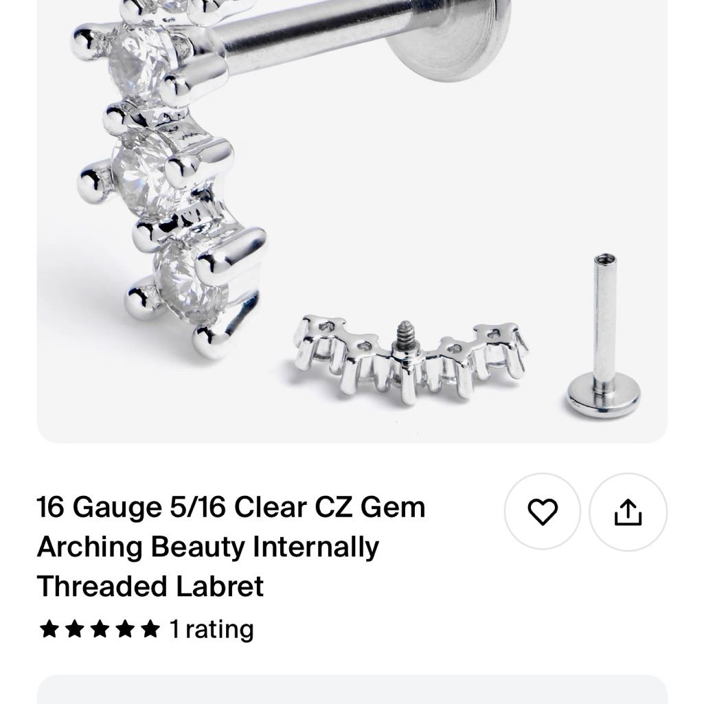 Clear Cz Gem Internally Threaded Labret